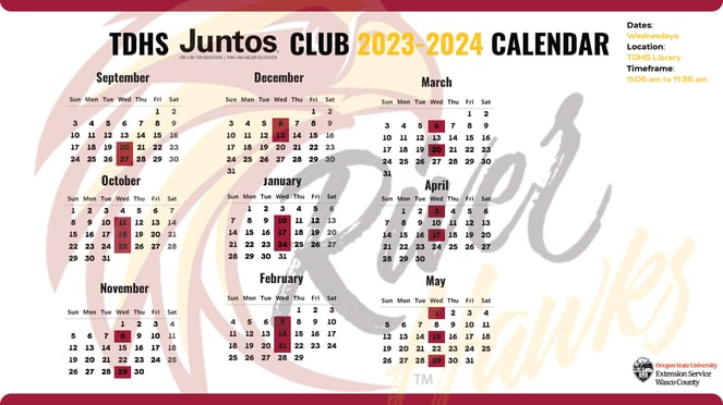 TDS Juntos Club calendar